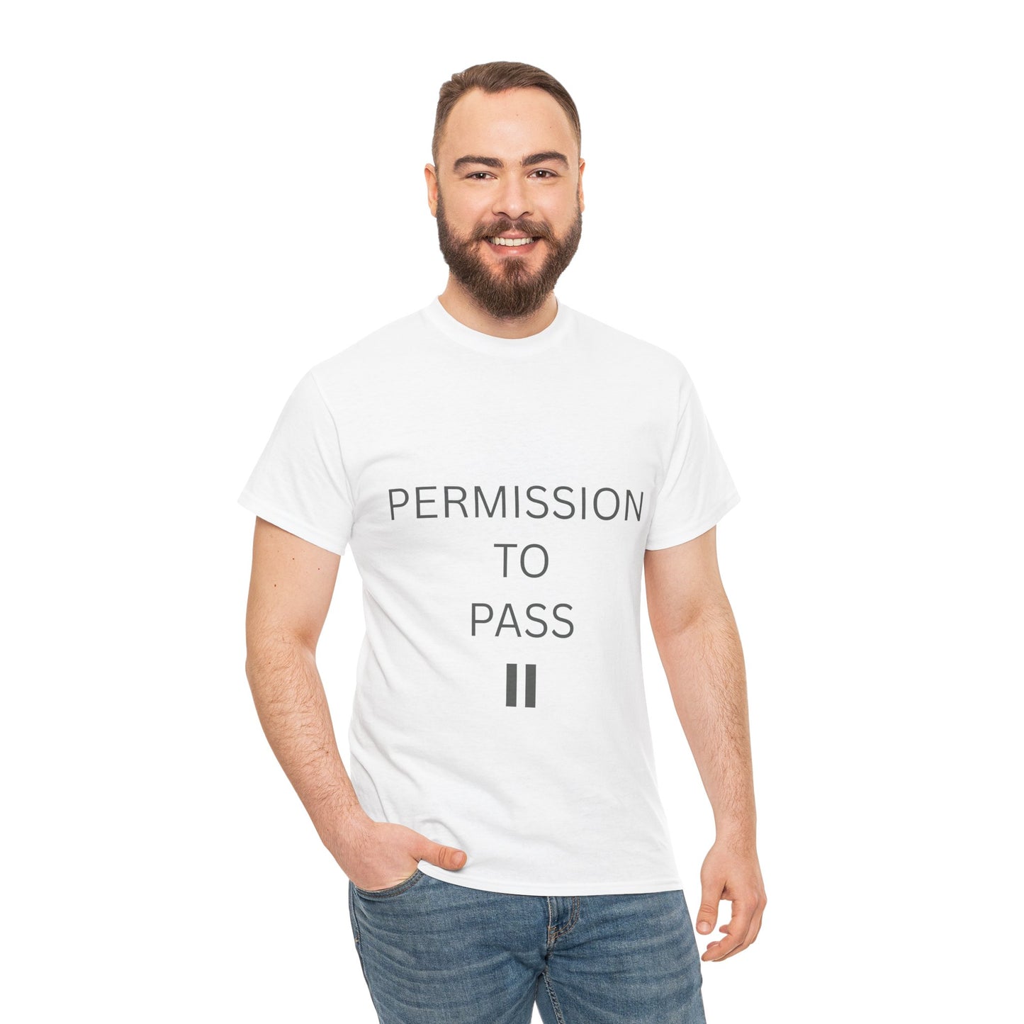Permission to Pass Unisex Heavy Cotton T-Shirt with free pause necklace, Motivational T-Shirt, Gift for Friends, Casual Wear, Everyday Tee, Quote Shirt