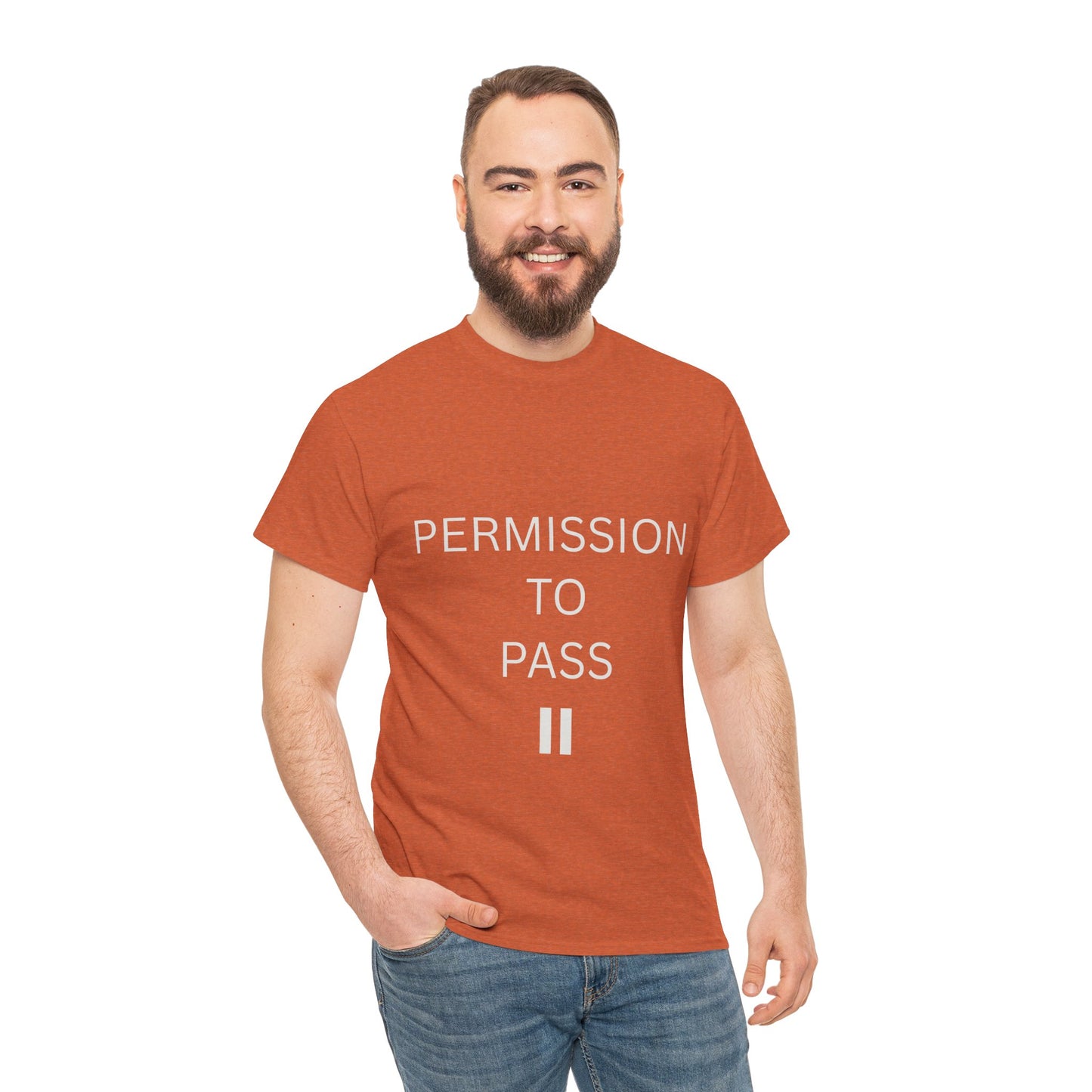 Unisex Cotton Tee - 'Permission to Pass' Statement Shirt with free pause necklace, Casual Wear, Gift for Friends, Birthday, Everyday Style, Motivation Tee
