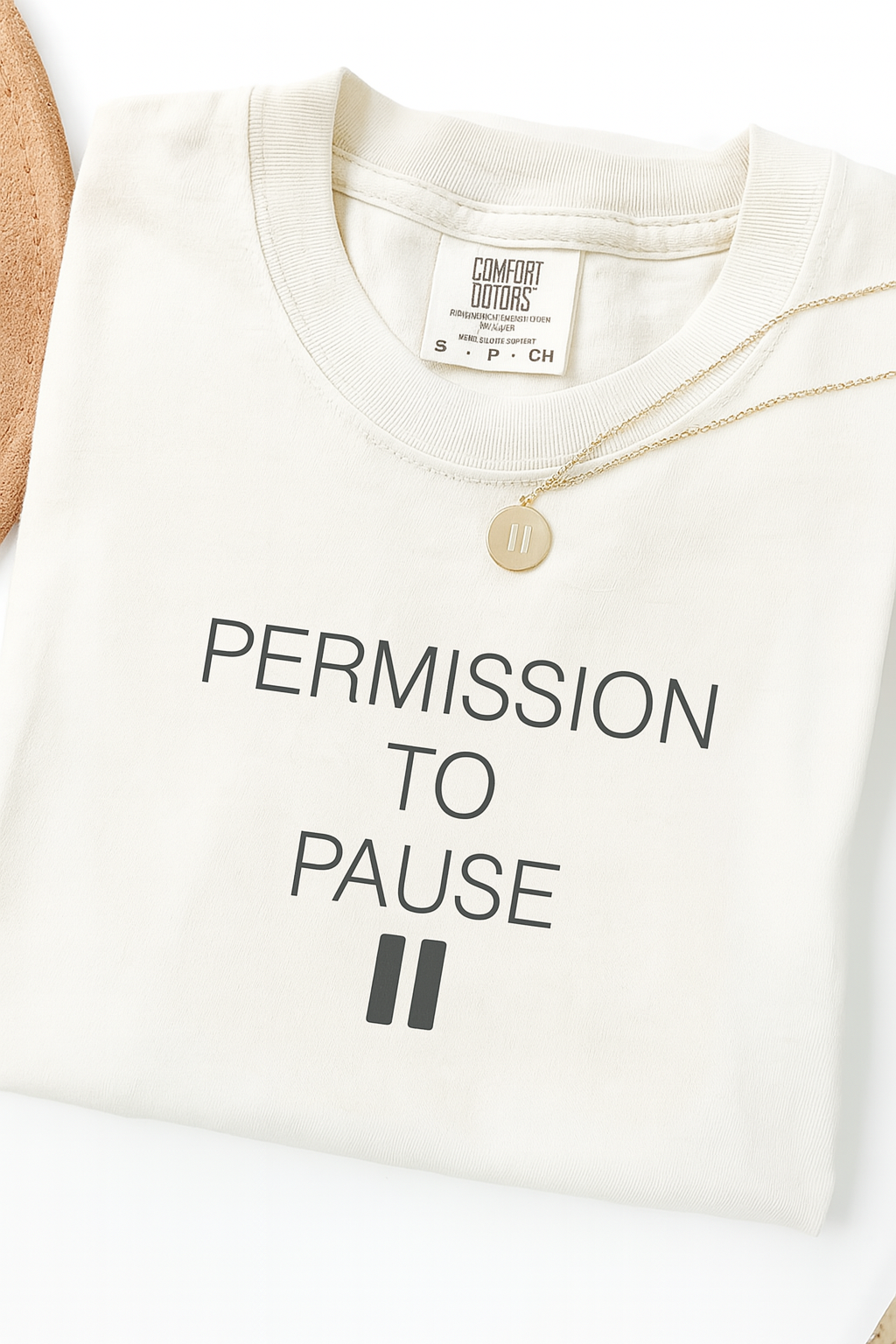 Permission to Pass Unisex Heavy Cotton T-Shirt with free pause necklace, Motivational T-Shirt, Gift for Friends, Casual Wear, Everyday Tee, Quote Shirt