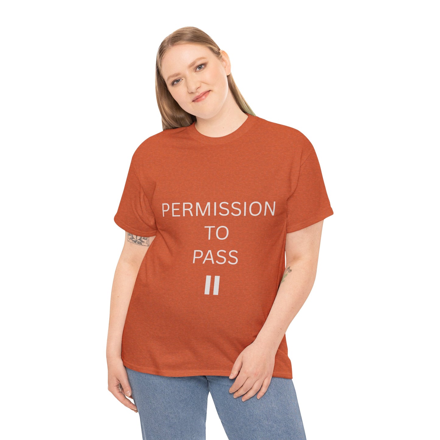 Unisex Cotton Tee - 'Permission to Pass' Statement Shirt with free pause necklace, Casual Wear, Gift for Friends, Birthday, Everyday Style, Motivation Tee