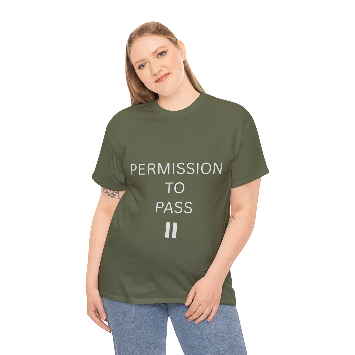 Unisex Cotton Tee - 'Permission to Pass' Statement Shirt with free pause necklace, Casual Wear, Gift for Friends, Birthday, Everyday Style, Motivation Tee