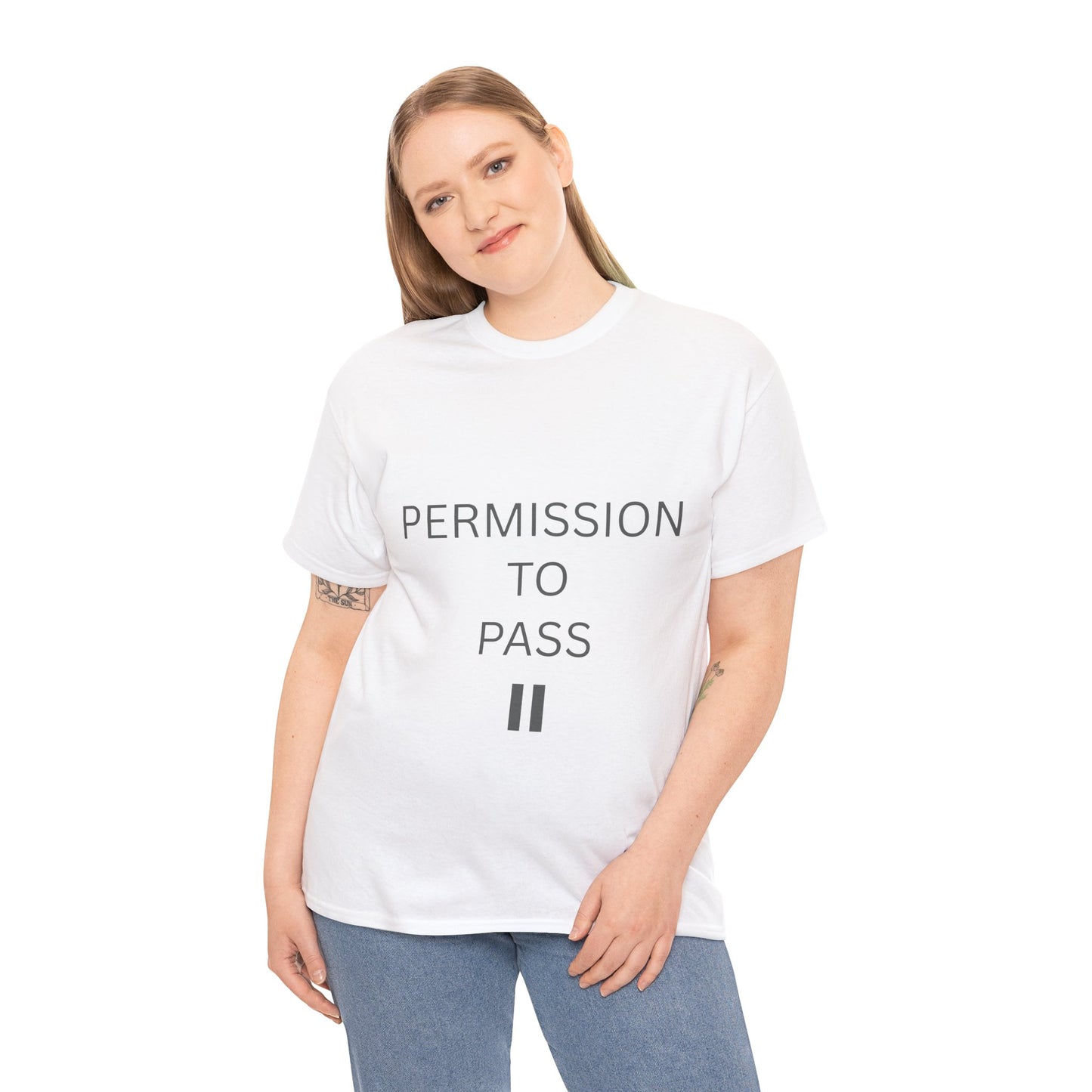 Permission to Pass Unisex Heavy Cotton T-Shirt with free pause necklace, Motivational T-Shirt, Gift for Friends, Casual Wear, Everyday Tee, Quote Shirt