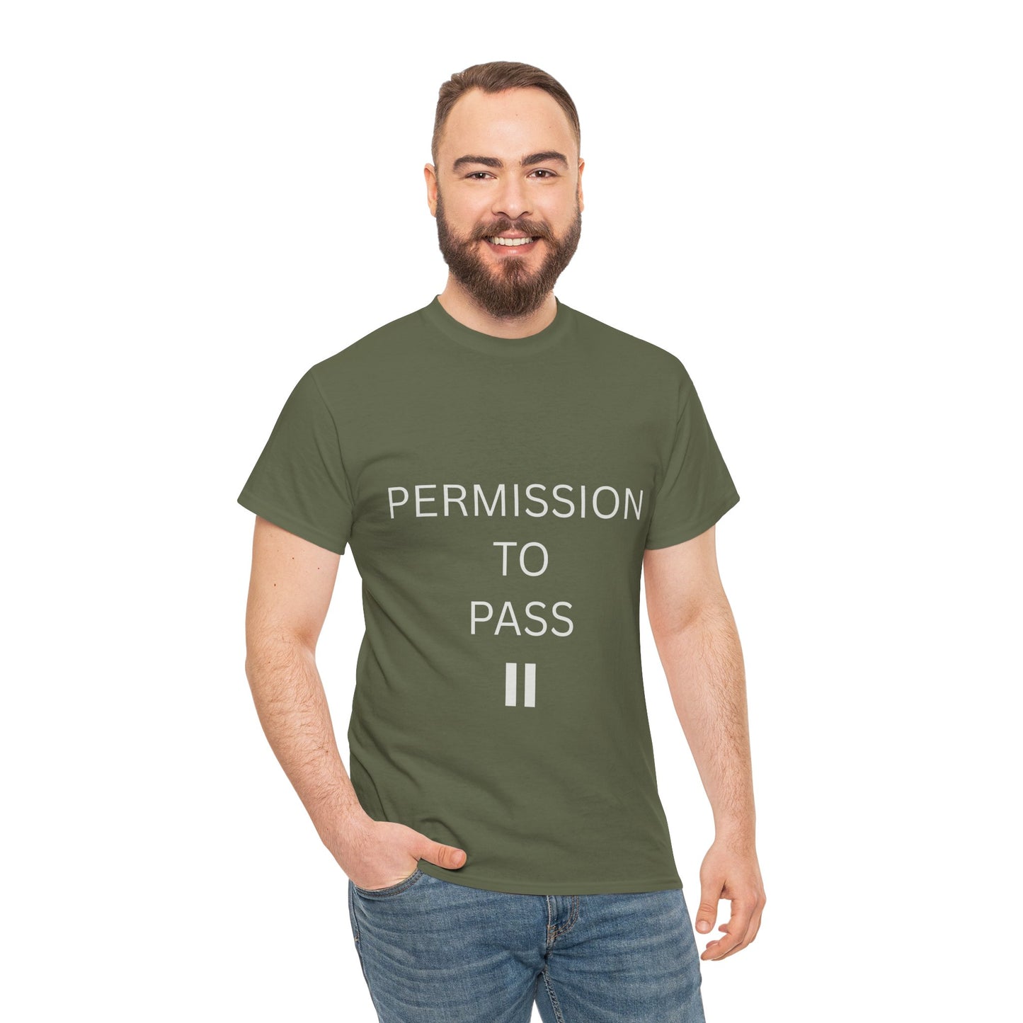 Unisex Cotton Tee - 'Permission to Pass' Statement Shirt with free pause necklace, Casual Wear, Gift for Friends, Birthday, Everyday Style, Motivation Tee
