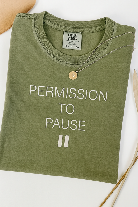 Unisex Cotton Tee - 'Permission to Pass' Statement Shirt with free pause necklace, Casual Wear, Gift for Friends, Birthday, Everyday Style, Motivation Tee